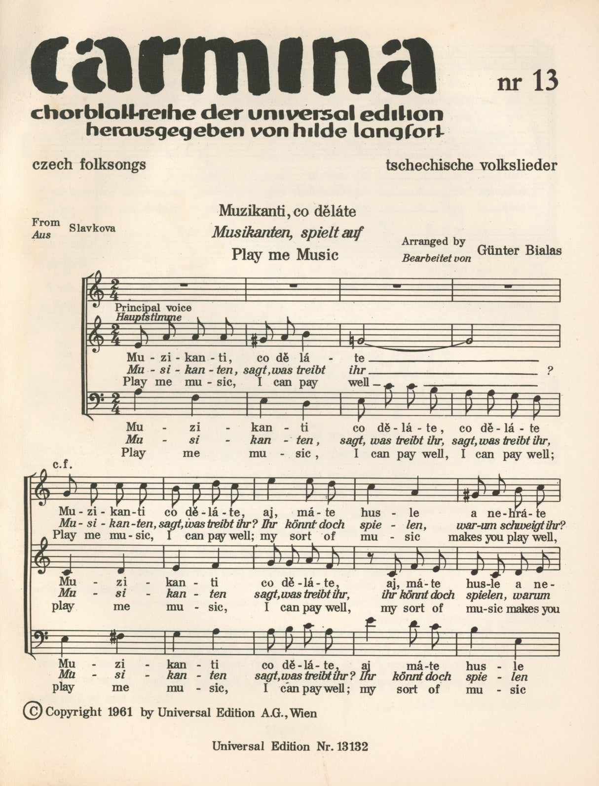 Czech Folksongs for Mixed Choir (SATB)