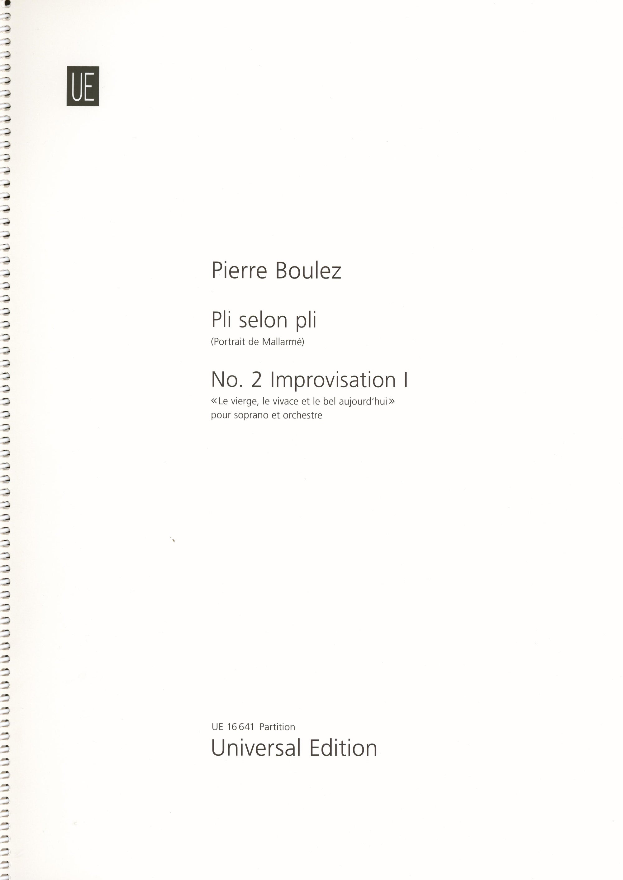 Pierre: Improvisation I, No. 2 from "Pli selon pli"