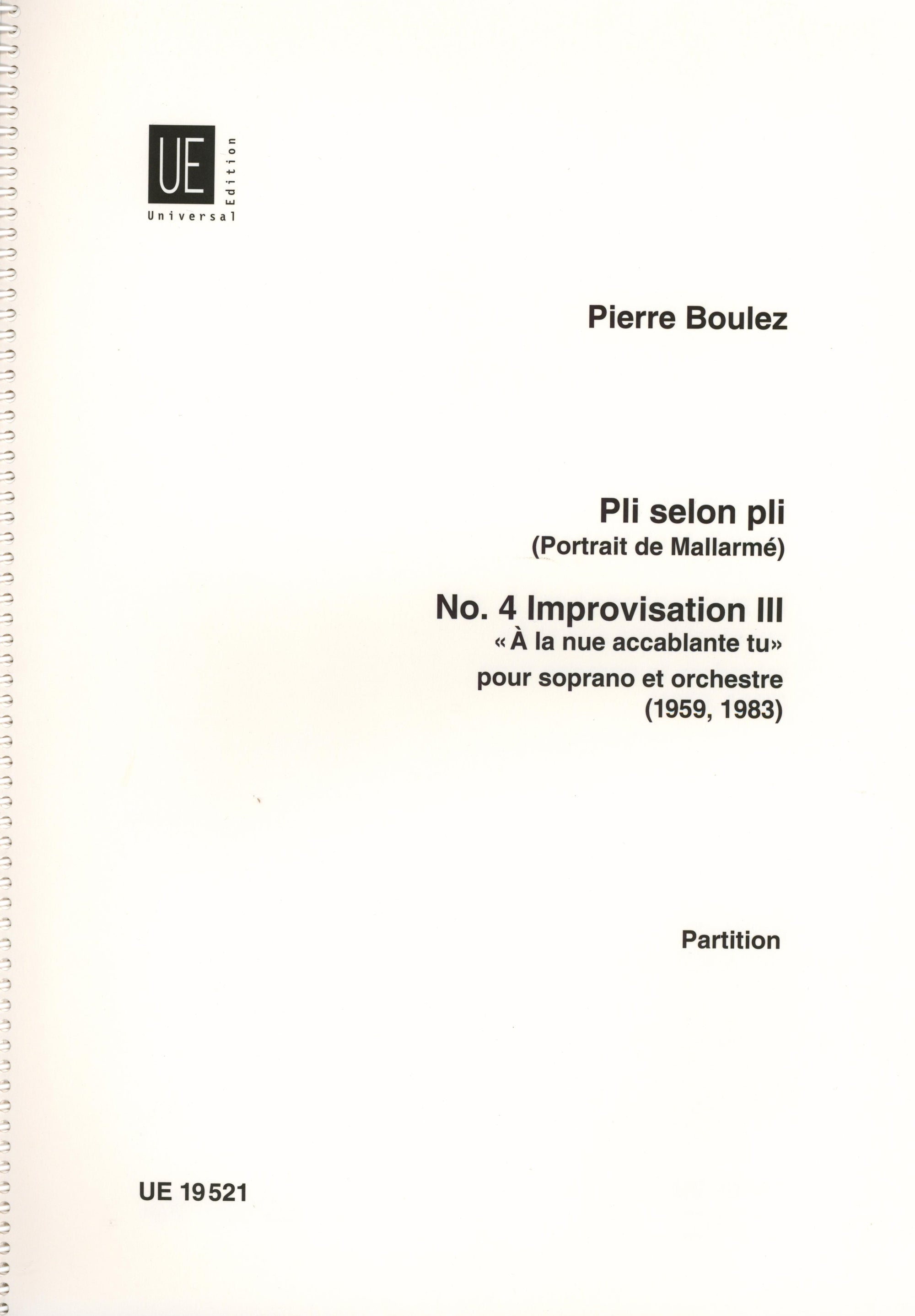 Pierre: Improvisation III, No. 4 from "Pli selon pli"