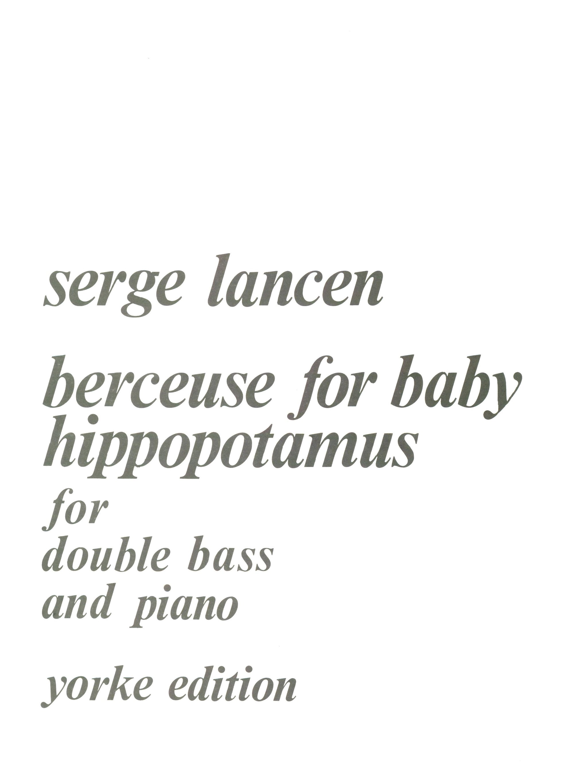 Lancen: Berceuse for baby hippopotamus
