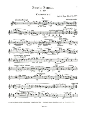 Karg-Elert: Clarinet Sonata No. 2 in B Major, Op. 139b