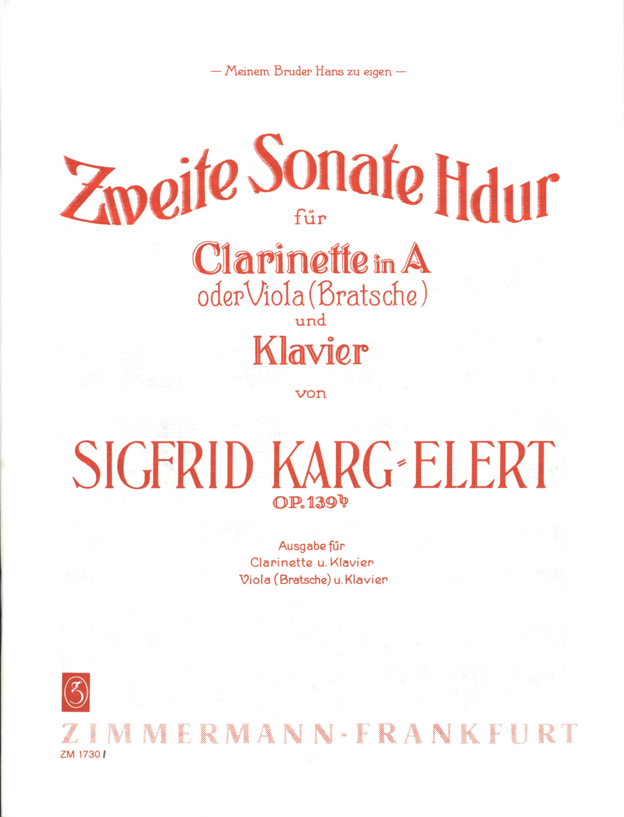 Karg-Elert: Clarinet Sonata No. 2 in B Major, Op. 139b