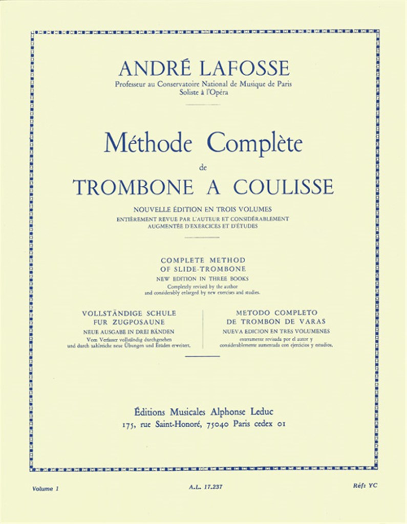 Lafosse: Méthode Complète de Trombone - Volume 1