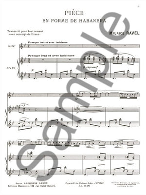 Ravel: Pièce en forme de Habanera (arr. for clarinet)