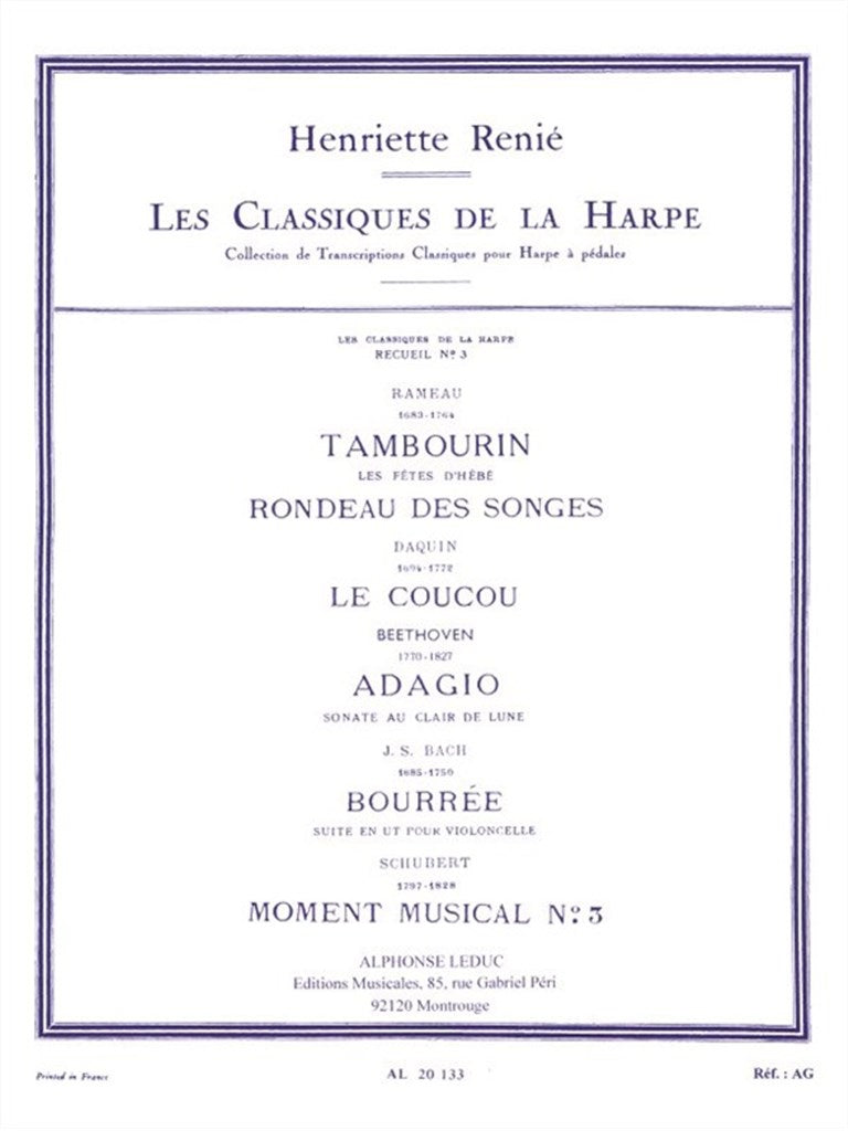 Les Classiques de la Harpe – Volume 3