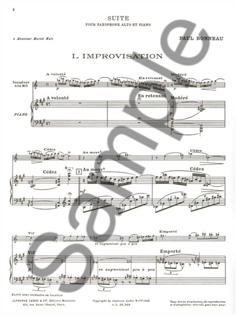 Bonneau: Suite for Alto Saxophone