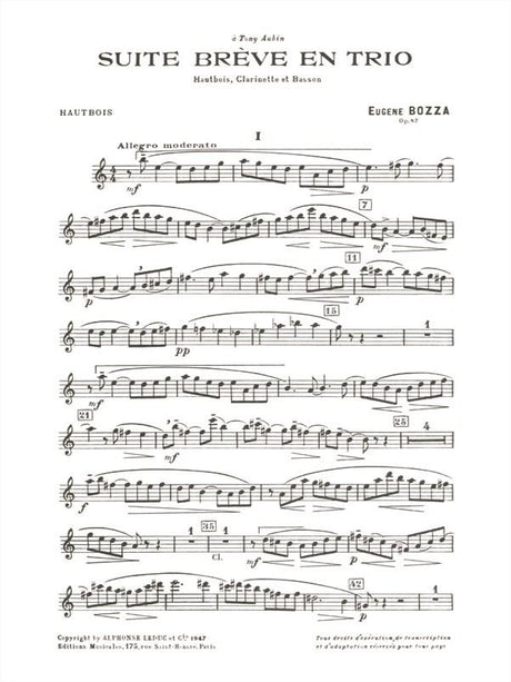 Bozza: Short Suite in Trio Form, Op. 67