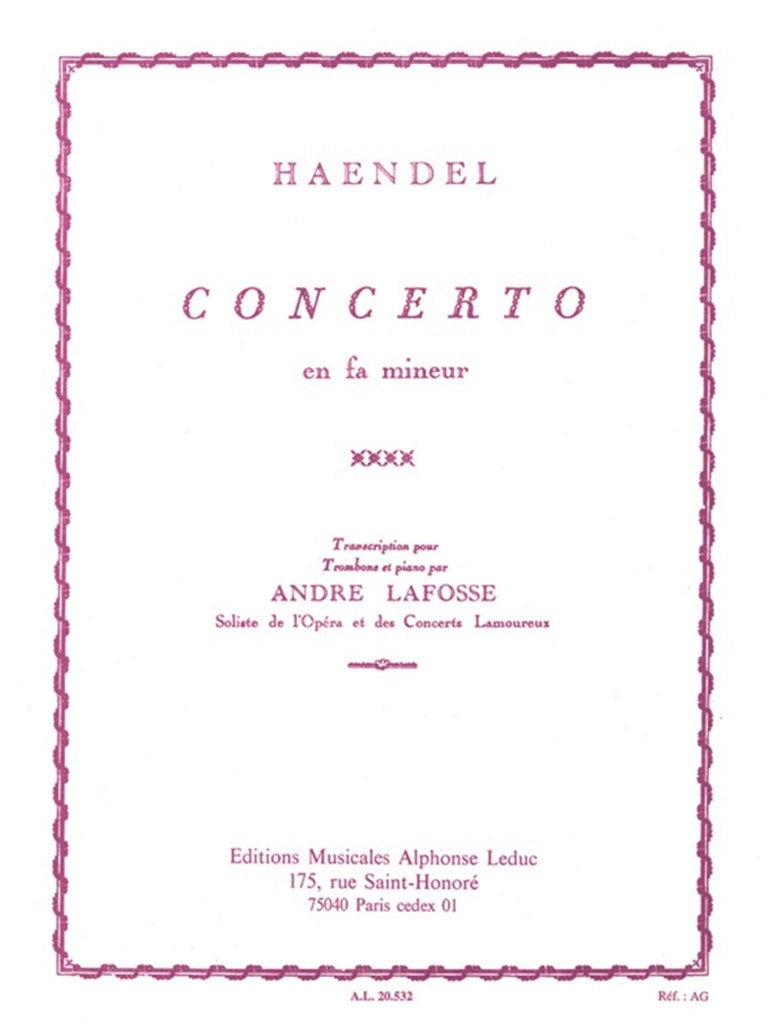 Handel: Concerto in F Minor, HWV 287 (arr. for trombone)
