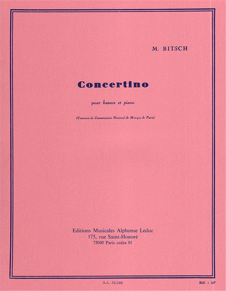 Bitsch: Concertino for Basson and Piano