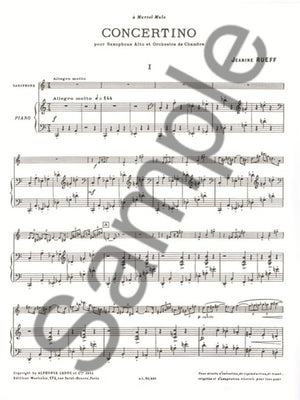 Rueff: Alto Saxophone Concertino, Op. 17