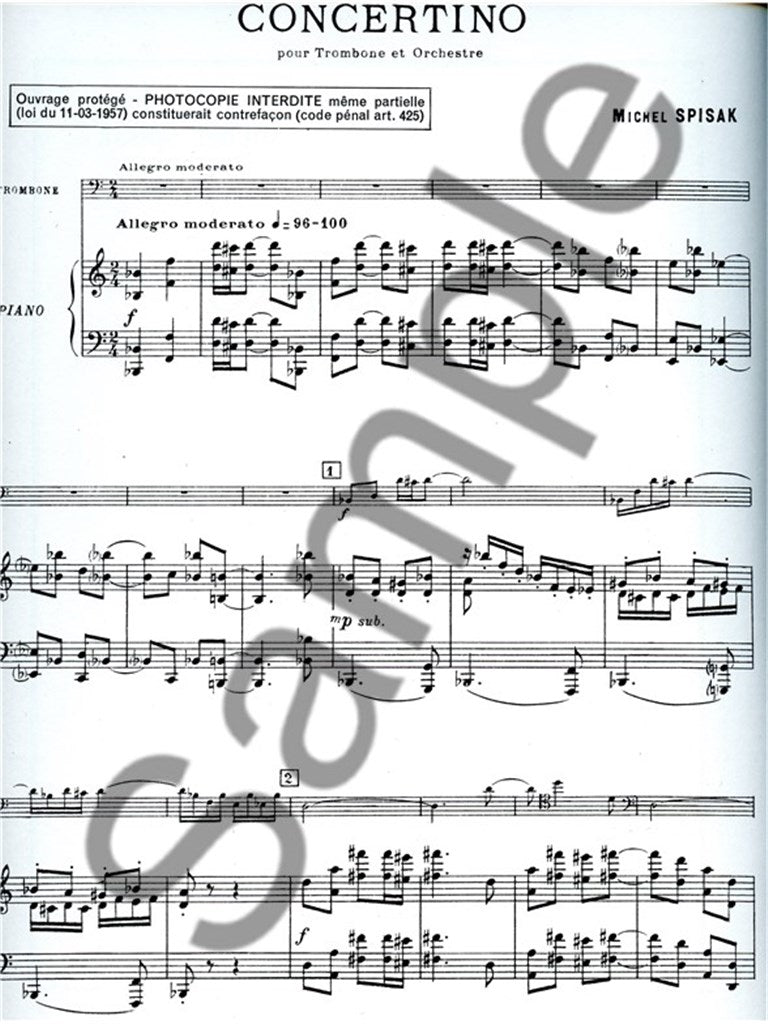 Spisak: Concertino for Trombone and Orchestra or Pinano