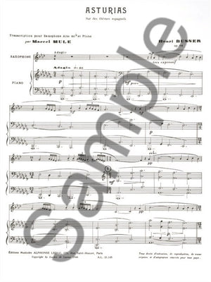 Busser: Asturias on Spanish Tunes, Op. 84 (arr. for alto sax)