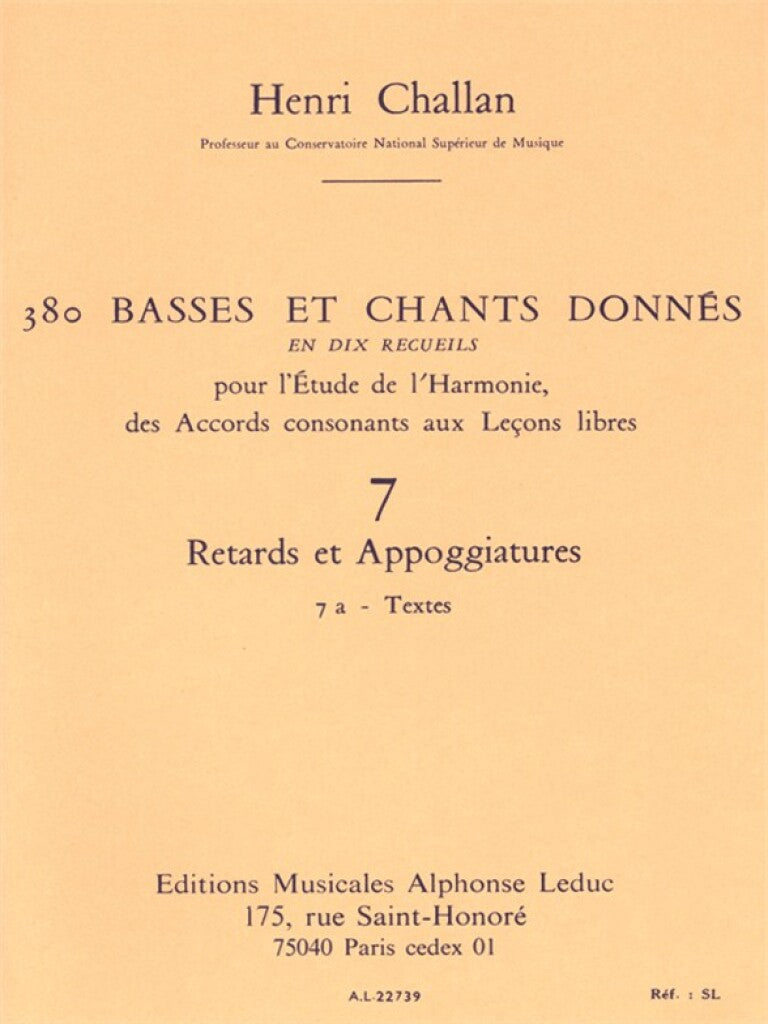 Challan: Basses et Chants Donnés - 7a (Retards et appoggiatures)