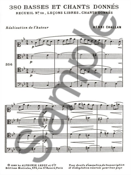 Challan: Basses et Chants Donnés - 10c (Chants sur l'ensemble des notes étrangères)