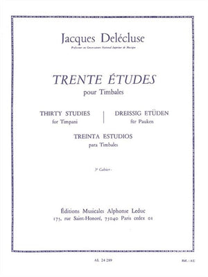 Delécluse: 30 Etudes for Timpani - Volume 3 (Nos. 21-30)
