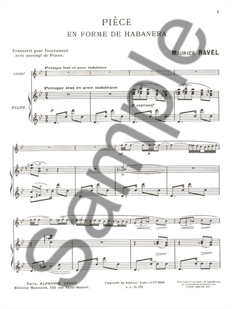 Ravel: Pièce en forme de habanera (arr. for flute)