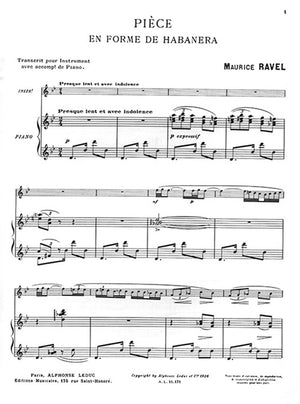 Ravel: Pièce en forme de Habanera (arr. for violin)