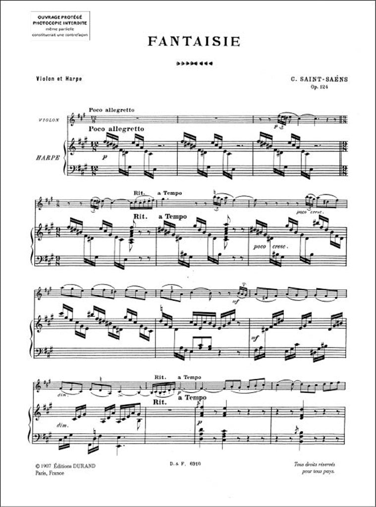 Saint-Saëns: Fantaisie for Violin & Harp, Op. 124