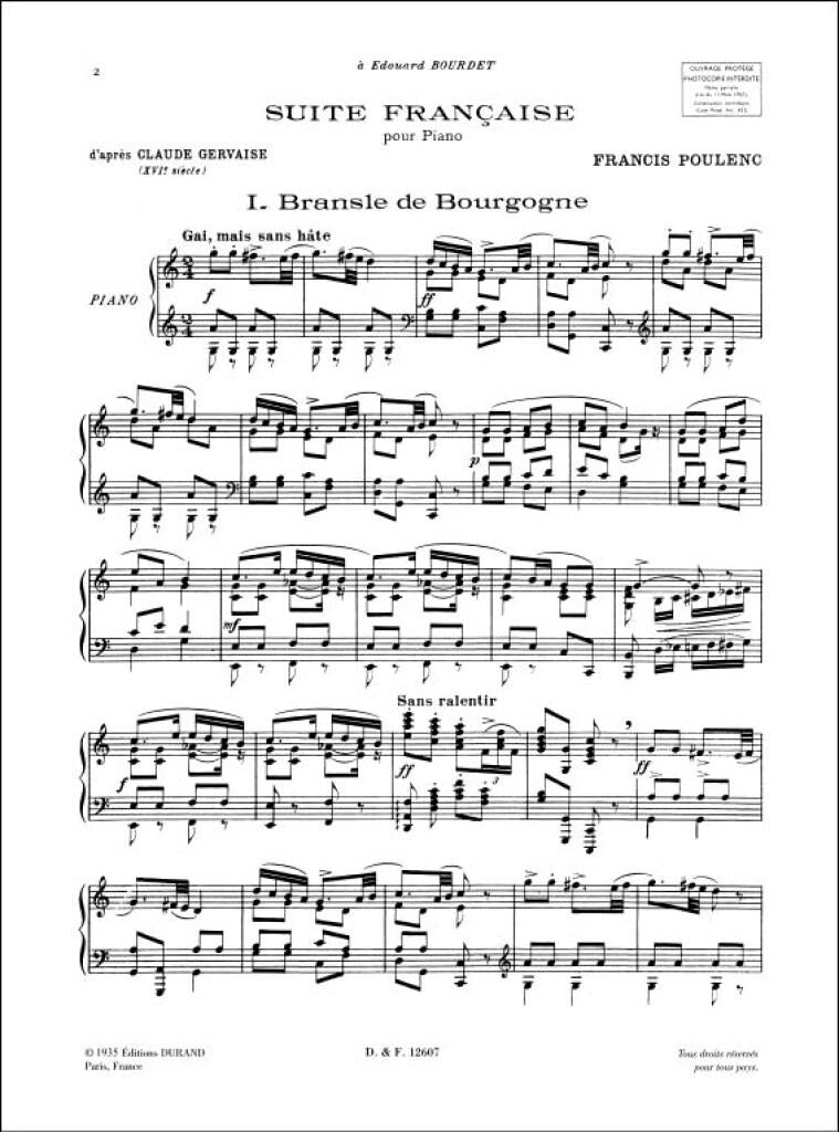 Poulenc: Suite française (arr. for piano)