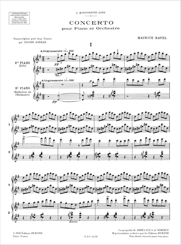 Literatura Centro de producción Bebé Ravel: Piano Concerto in G Major - Ficks Music