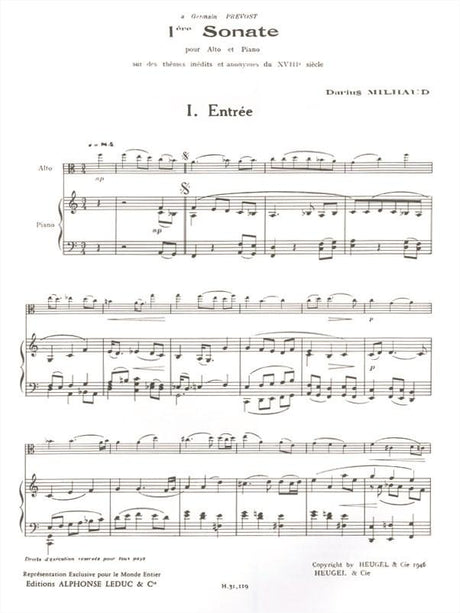 Milhaud: Viola Sonata No. 1, Op. 240