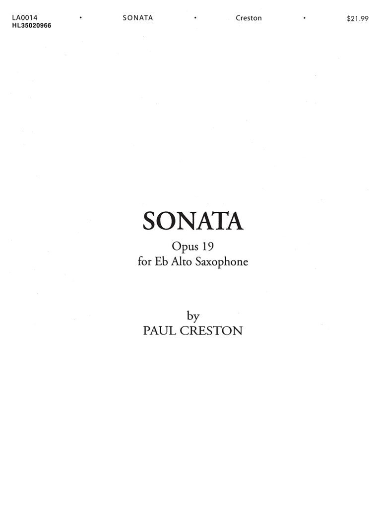 Creston: Alto Saxophone Sonata, Op. 19