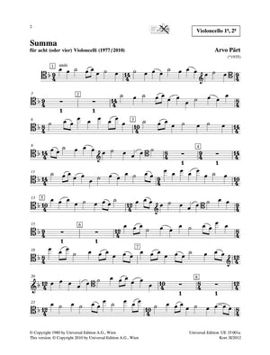 Pärt: Summa (for 8(4) cellos)