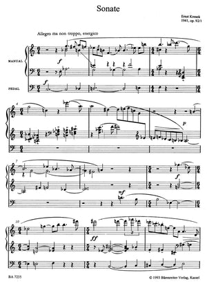 Krenek: Organ Sonata, Op. 92, No. 1