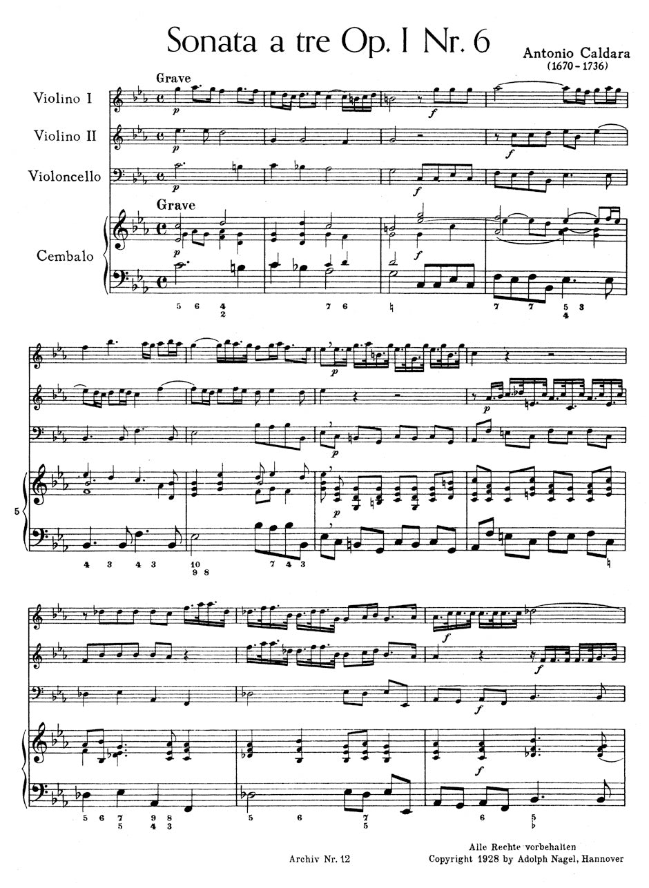 Minor,　Caldara:　1,　Trio　Ficks　C　Sonata　in　Music　Op.　No.
