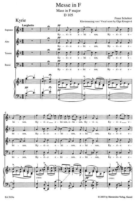 Schubert: Mass in F Major, D 105