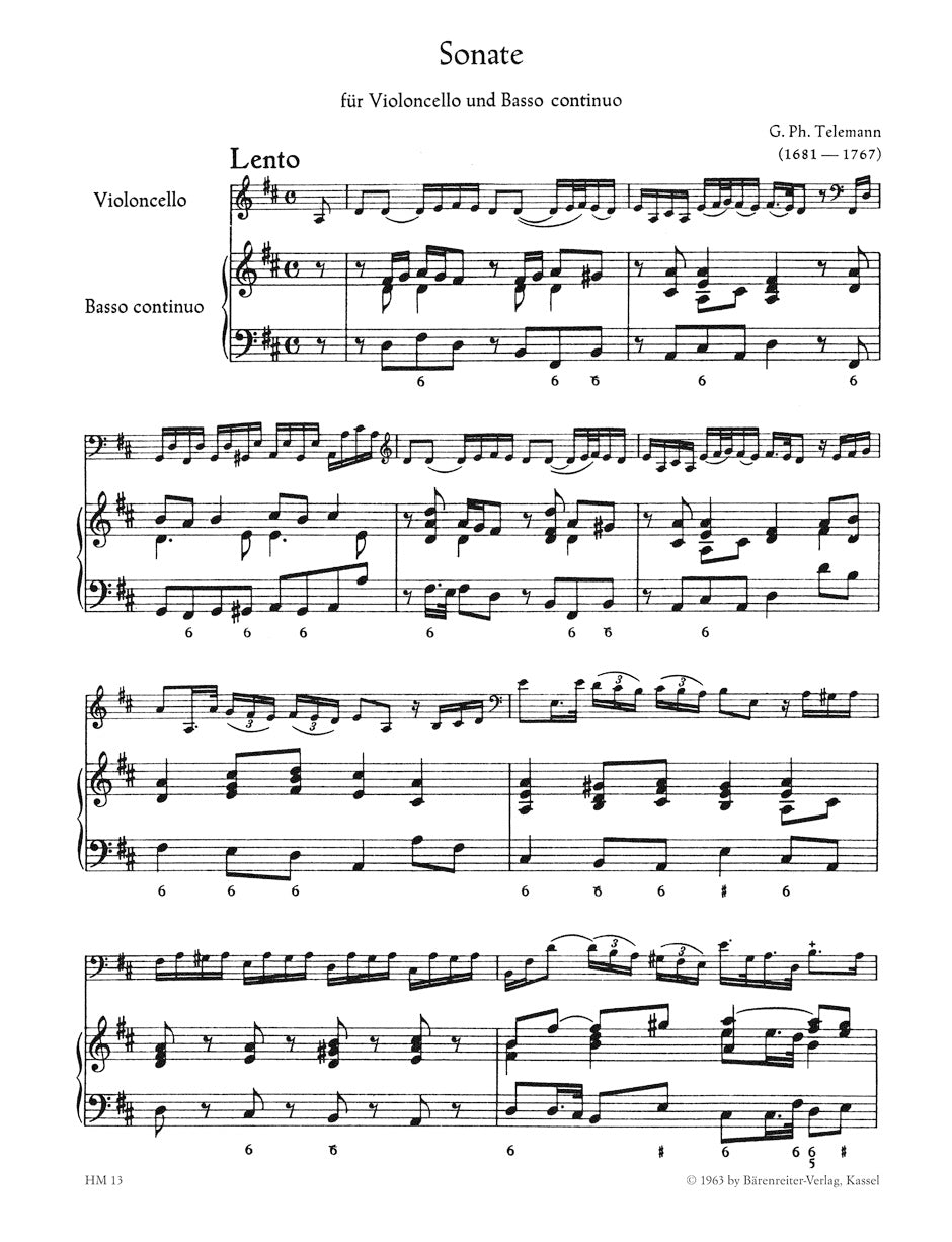 Telemann: Cello Sonata in D Major, TWV 41:D6