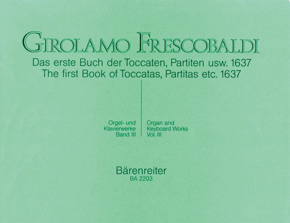 Frescobaldi: Toccate e partite d'intavolatura di cimbalo, libro primo - 1637