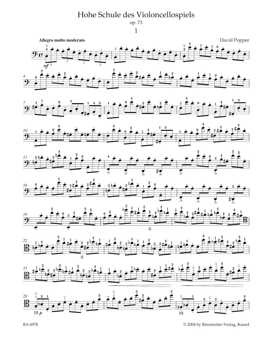 skuffe pludselig melodi Popper: High School of Cello Playing, Op. 73 - Ficks Music