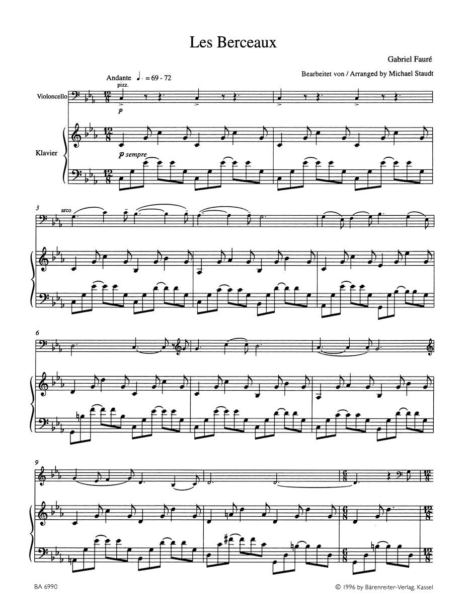 Fauré: 4 Melodies (arr. for cello & piano)