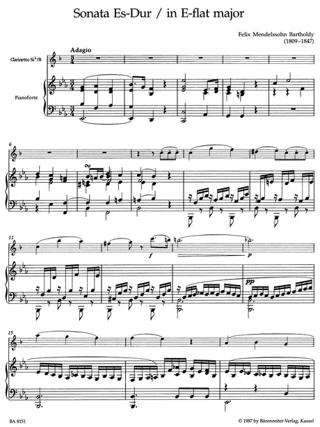 Mendelssohn: Clarinet Sonata in E-flat Major