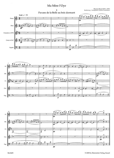 Ravel: Ma mère l'Oye (arr. for wind quintet)