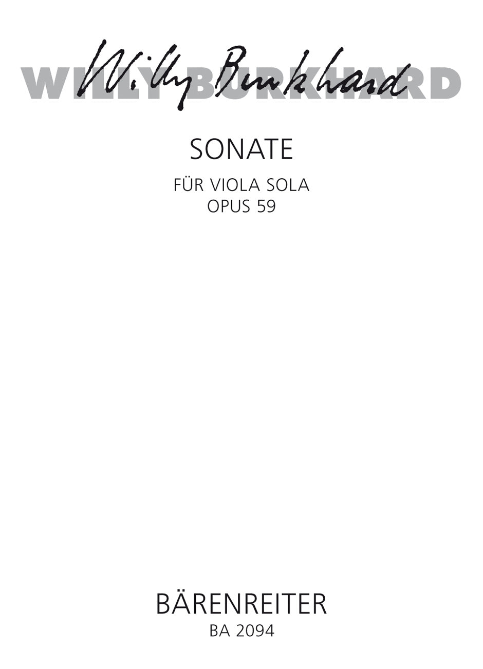 Burkhard: Sonata for Solo Viola, Op. 59