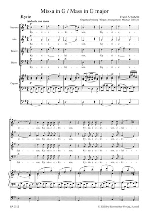 Schubert: Mass in G Major, D 167 (arr. for solists, choir and organ)