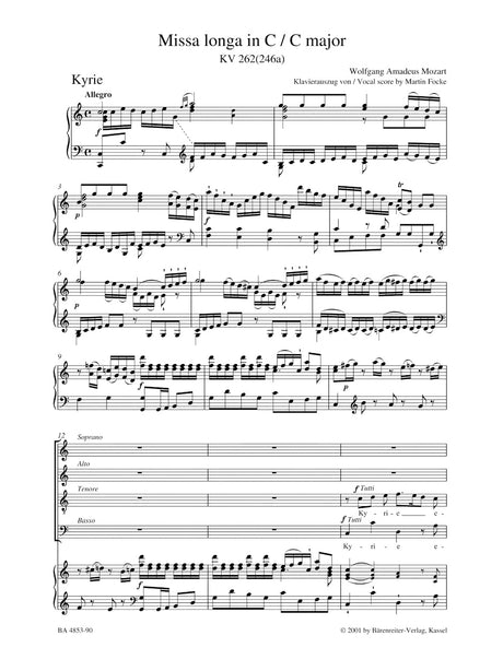Mozart: Missa longa in C Major, K. 262 (256a)