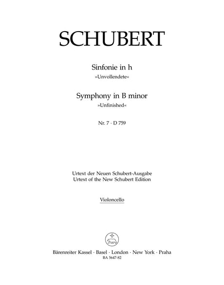 Schubert: Symphony No. 7 in B Minor, D 759 ("Unfinished")
