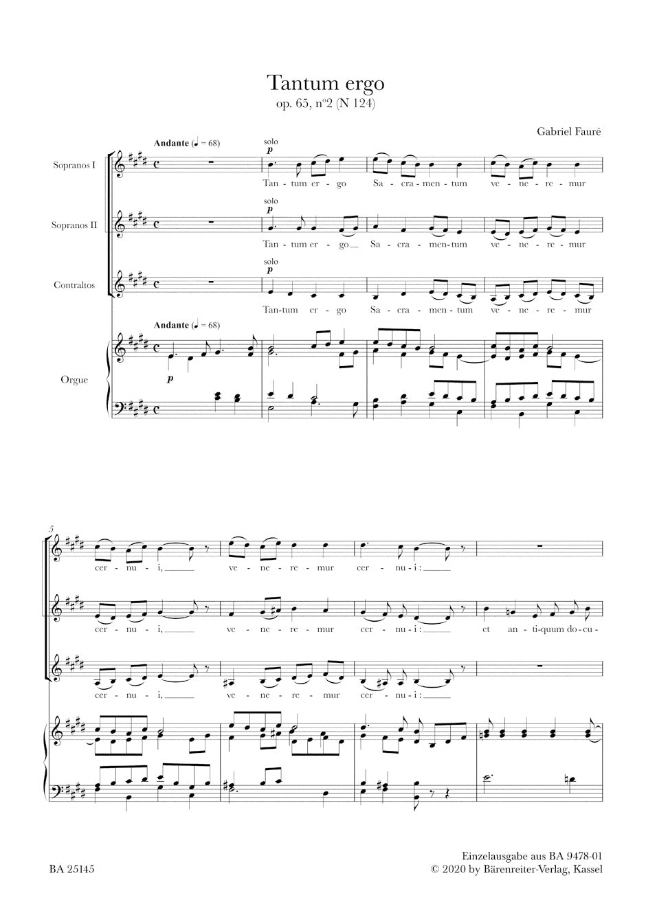 Fauré: Tantum ergo, Op. 65, No. 2, N 124