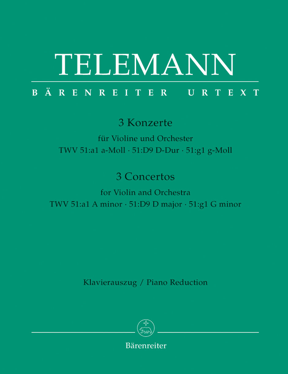 Telemann: 3 Violin Concertos, TWV 51:a1, 51:D9, and 51:g1