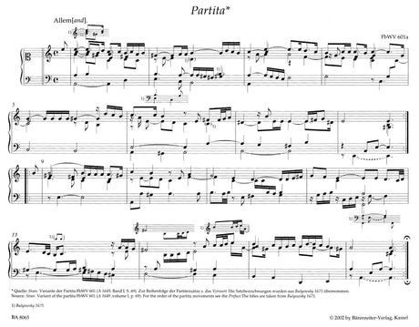 Froberger: Works from Copied Sources - Partitas and Partita Movements, Part 1a