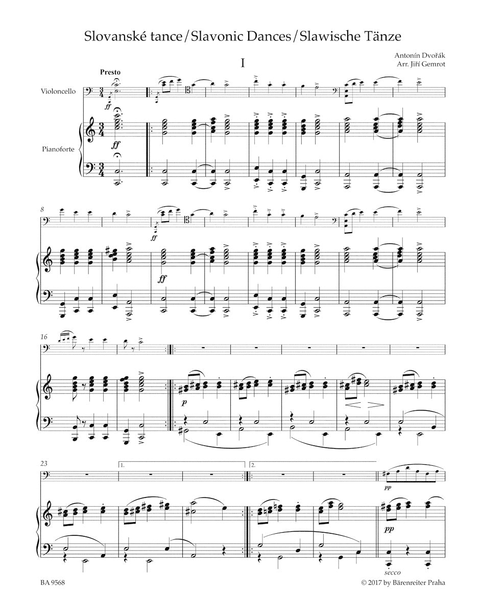 Dvořák: Slavonic Dances, Op. 46 (arr. for cello & piano)