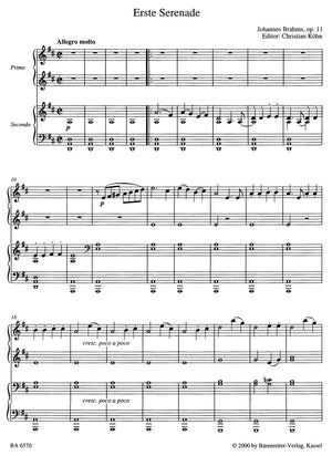 Brahms: Serenade No. 1 in D Major, Op. 11 (version for piano, 4-hands)