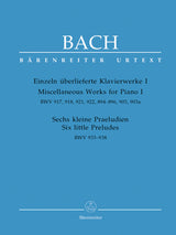 Bach: Miscellaneous Works for Piano - Volume 1