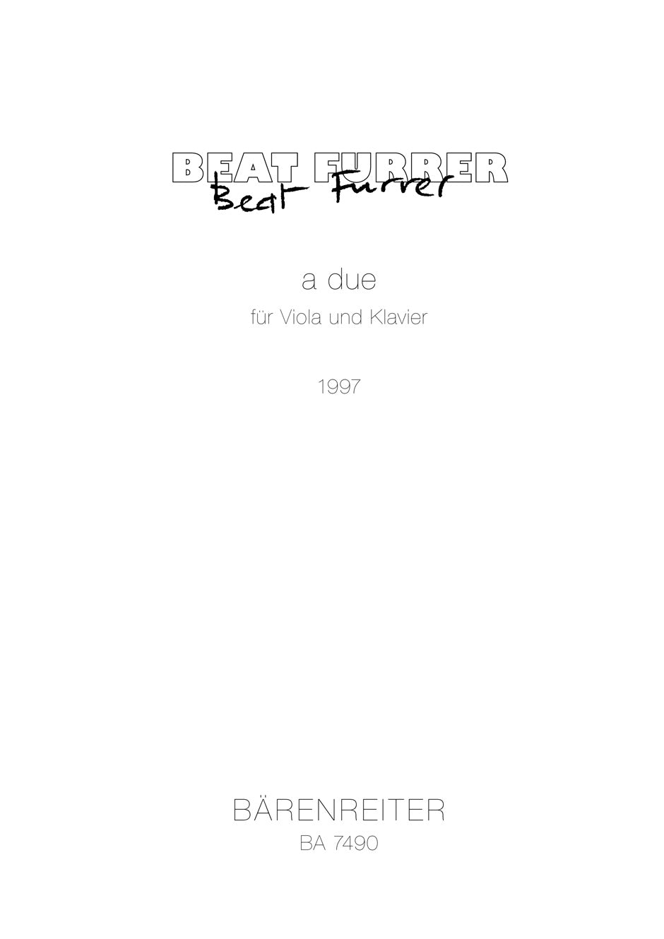 Furrer: a due for Viola and Piano