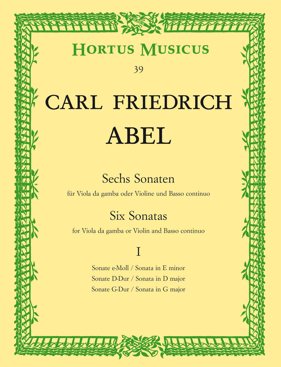 Abel: 6 Sonatas for Viola da gamba (Violin or Flute) - Volume 1 - Ficks ...