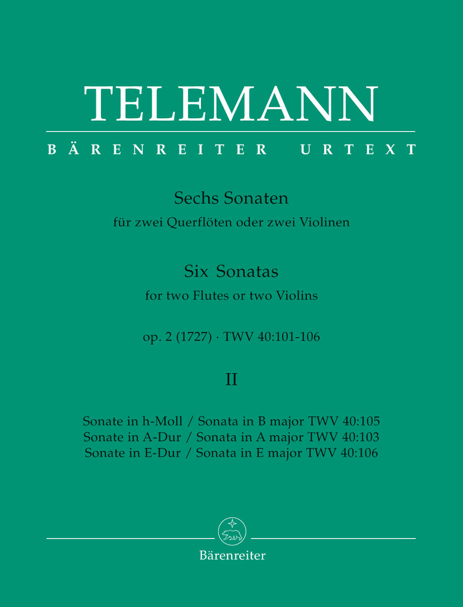 Telemann: Sonatas for Two Flutes or Two Violins, Op. 2, TWV 40:103, 105, 106