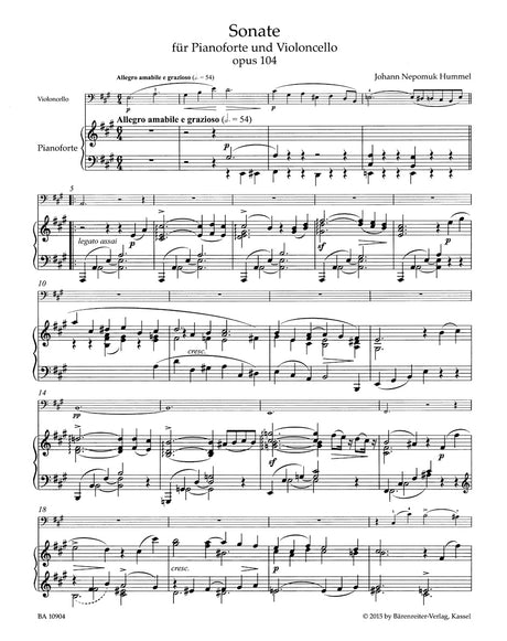 Hummel: Cello Sonata, Op. 104